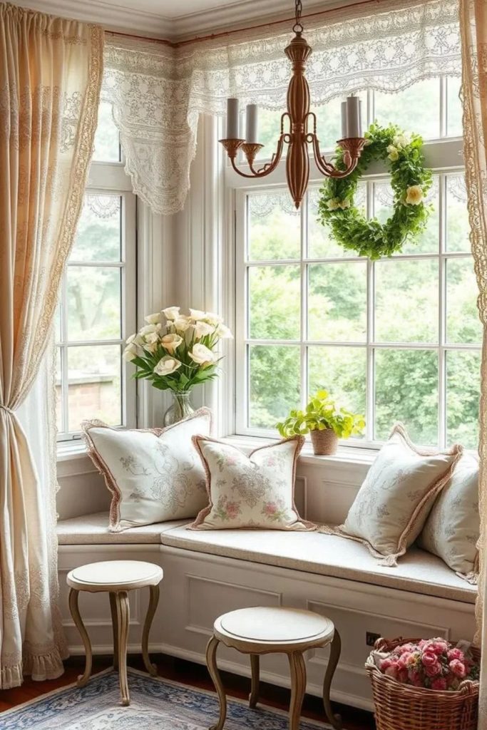 French country bay window flourish.