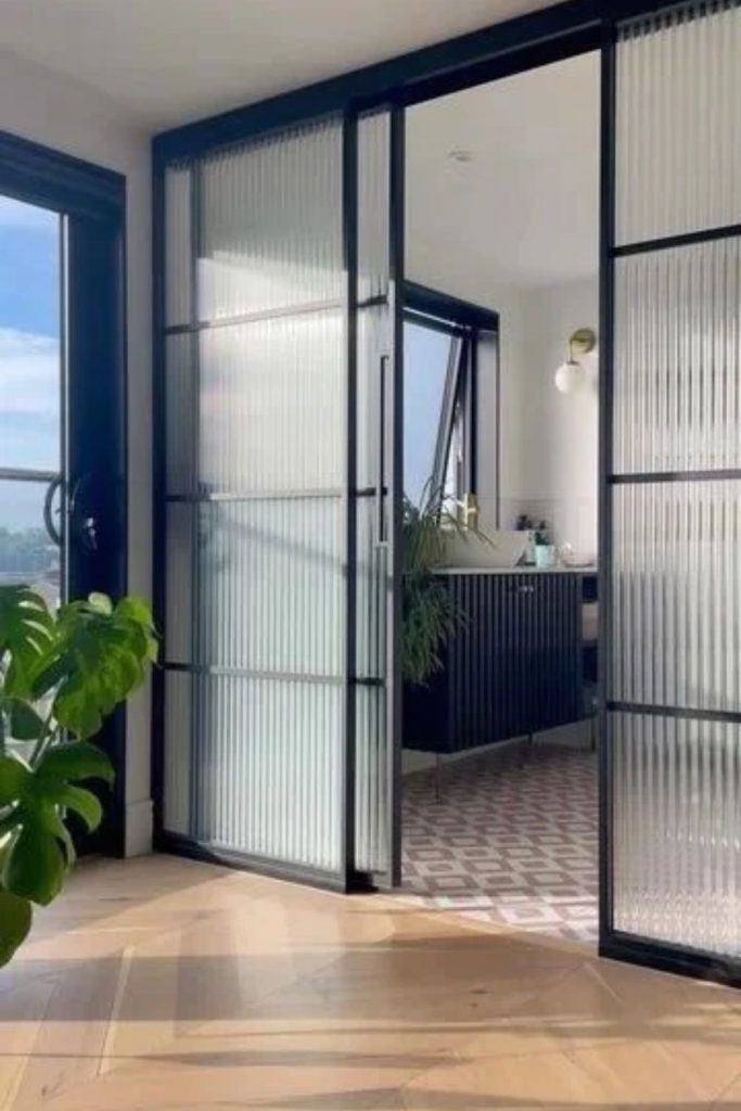 Frosted glass Crittall privacy door