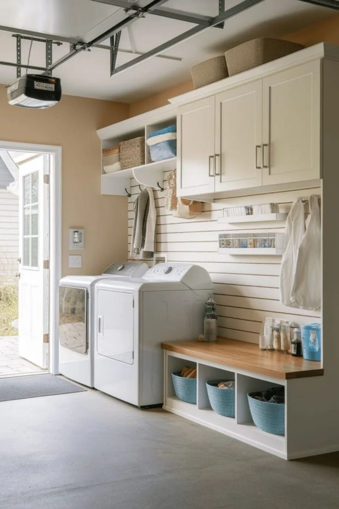 Functional laundry garage conversion hub
