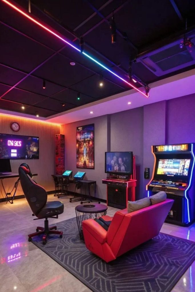 Creative gamer workshop room setup
