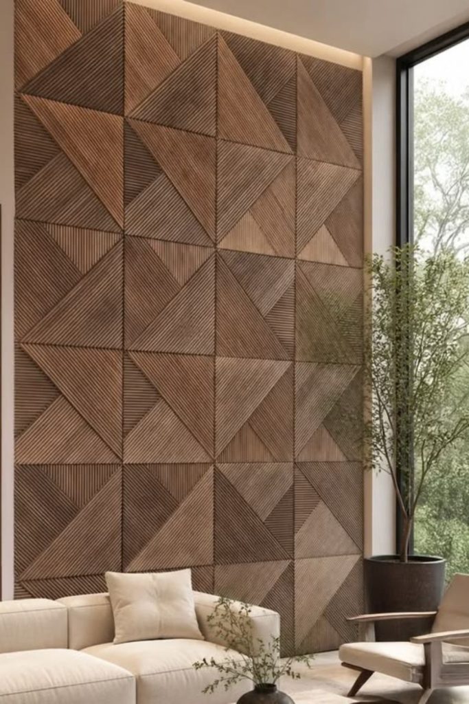 Geometric MDF wall panel pattern.
