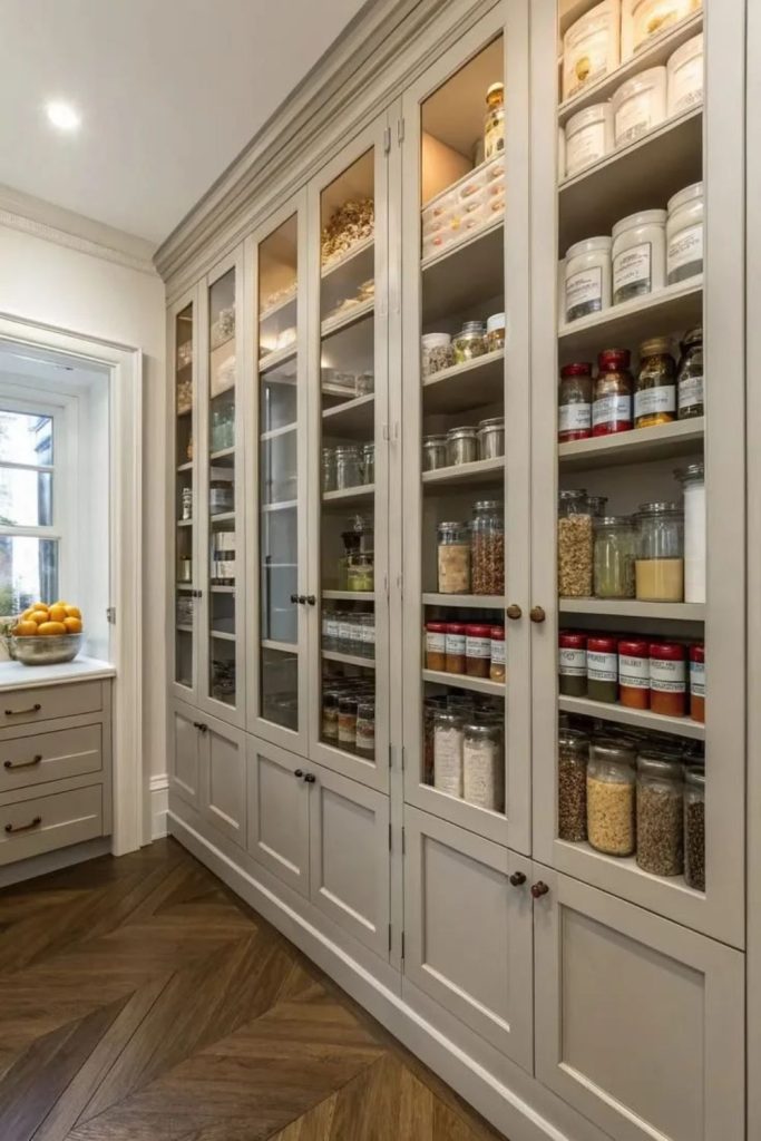 Grand Georgian larder with panelled doors.