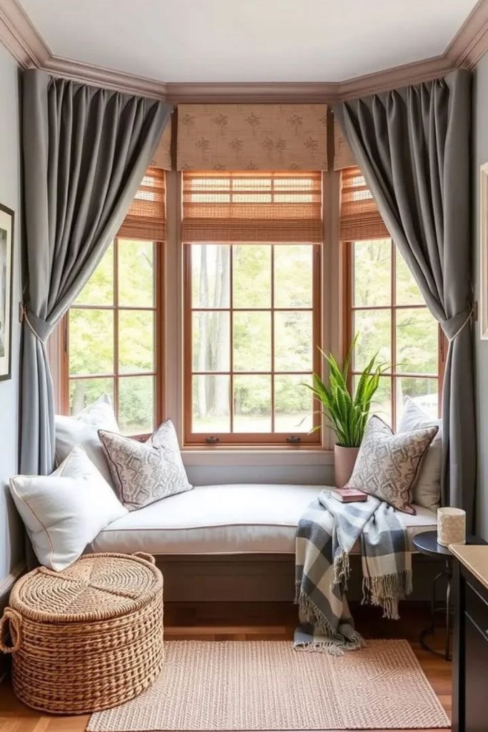 Heritage-inspired bay window reading nook.
