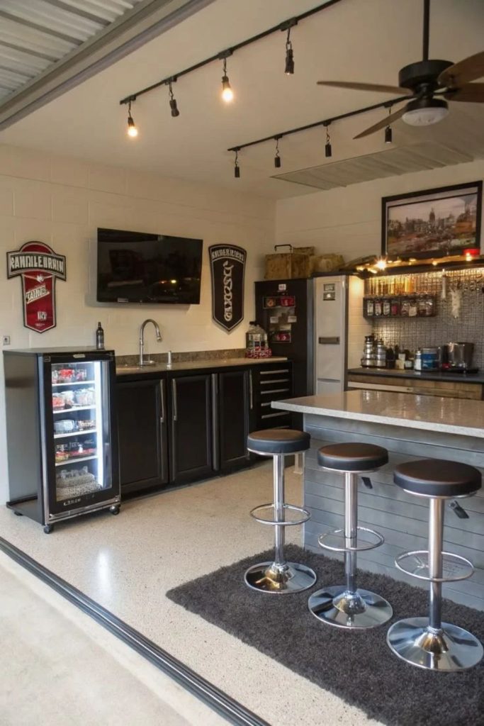 Stylish home bar garage conversion