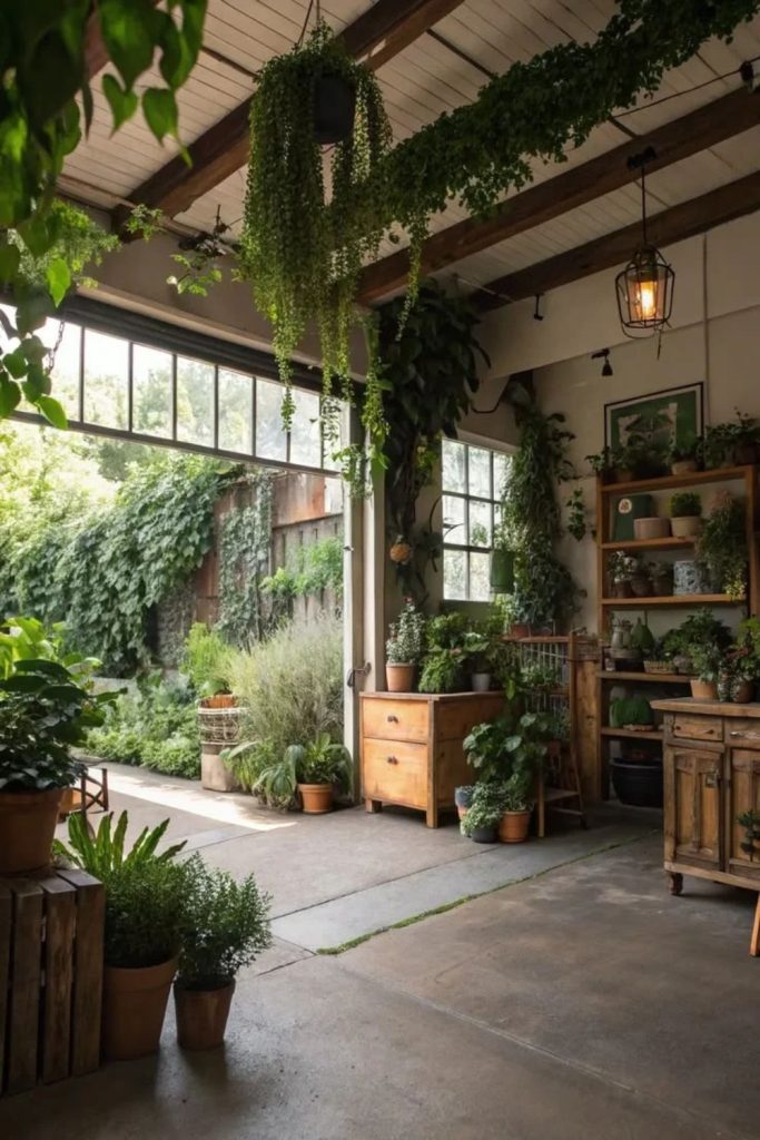Indoor garden garage conversion room