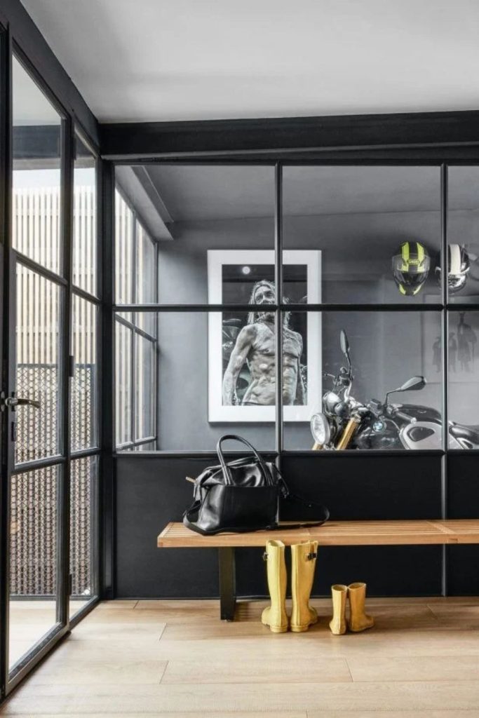 Industrial black Crittall entrance door