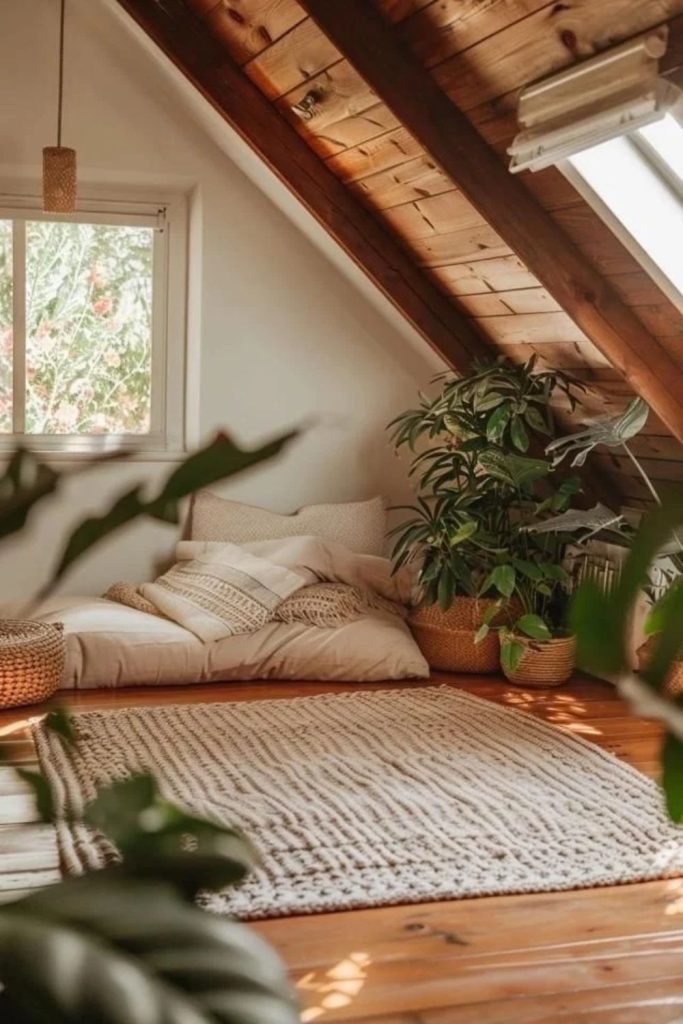 Japandi-inspired peaceful attic sanctuary