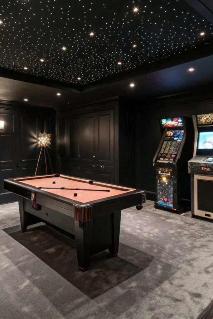 Black and gold games room