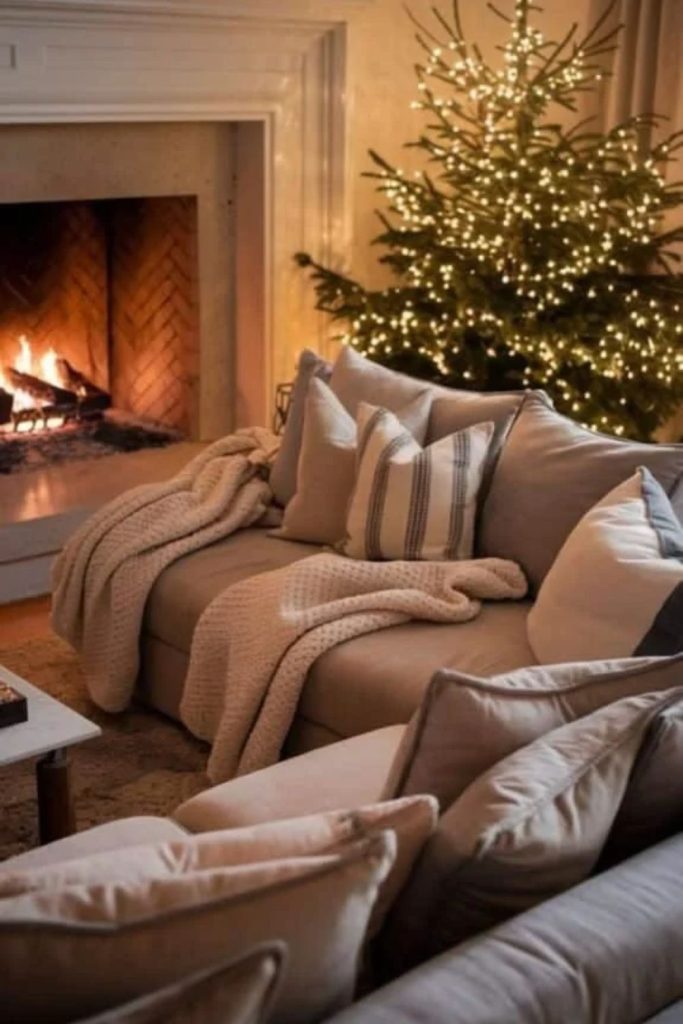 Luxe neutral winter living room cocoon.