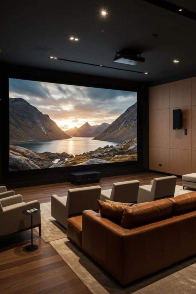 Elegant luxury hotel-inspired home cinema.