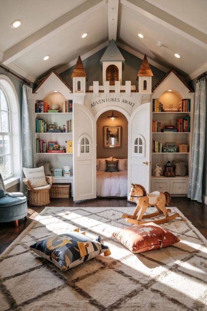 Magical castle-inspired children's playroom.