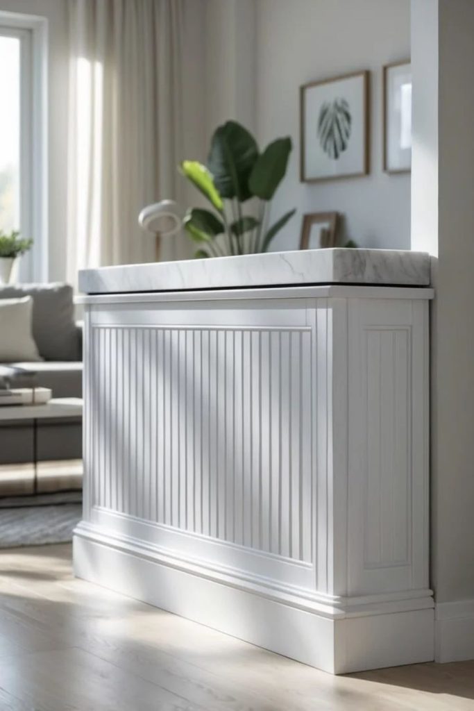 Marble topped elegant radiator cover.