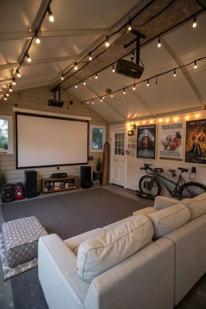 Mini home theater garage conversion