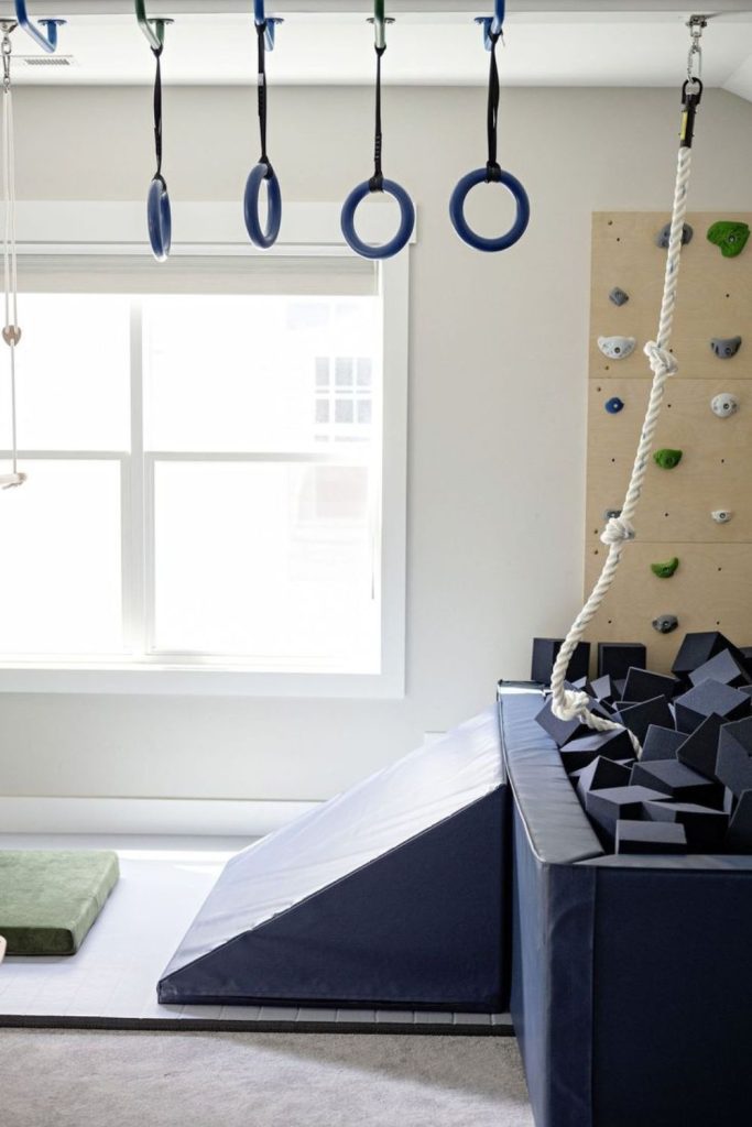 Active indoor gym playroom design.
