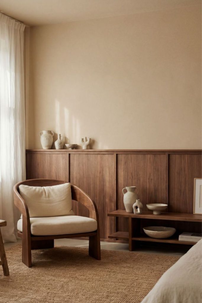 Minimalist half-wall molding panel design.