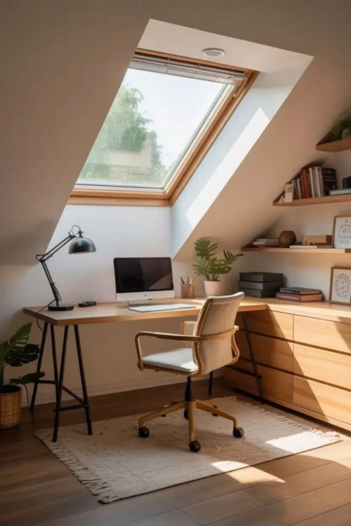 Minimalist loft home office setup