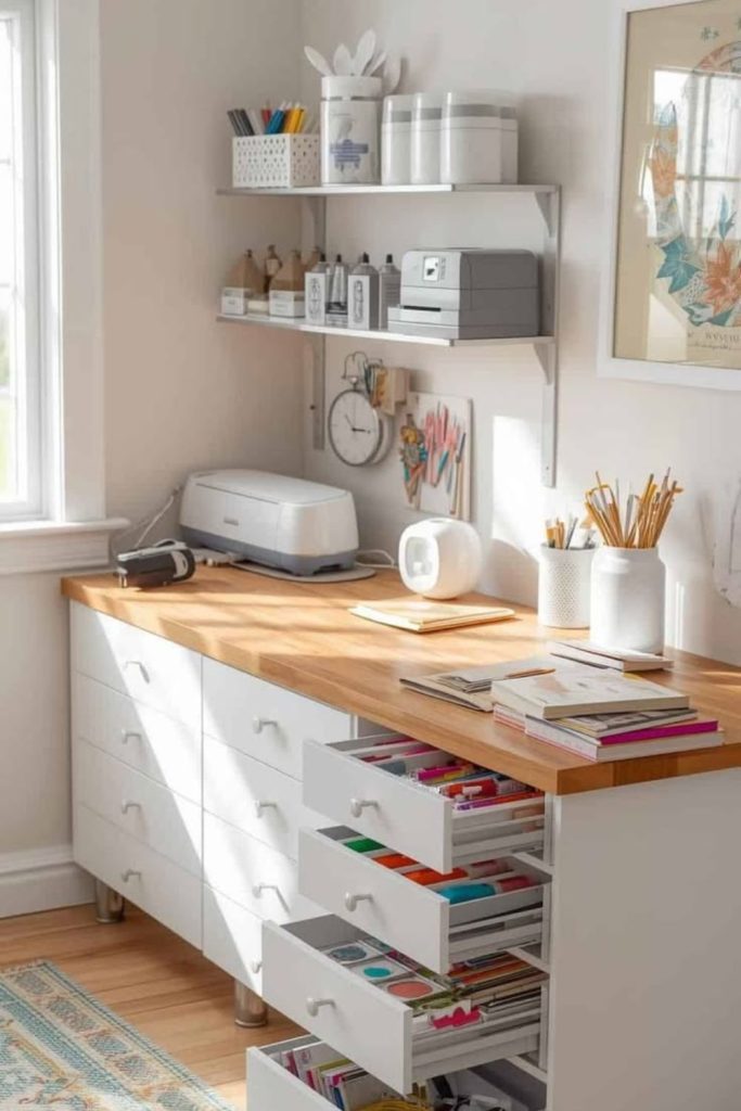 Minimalist maker space with clean décor.