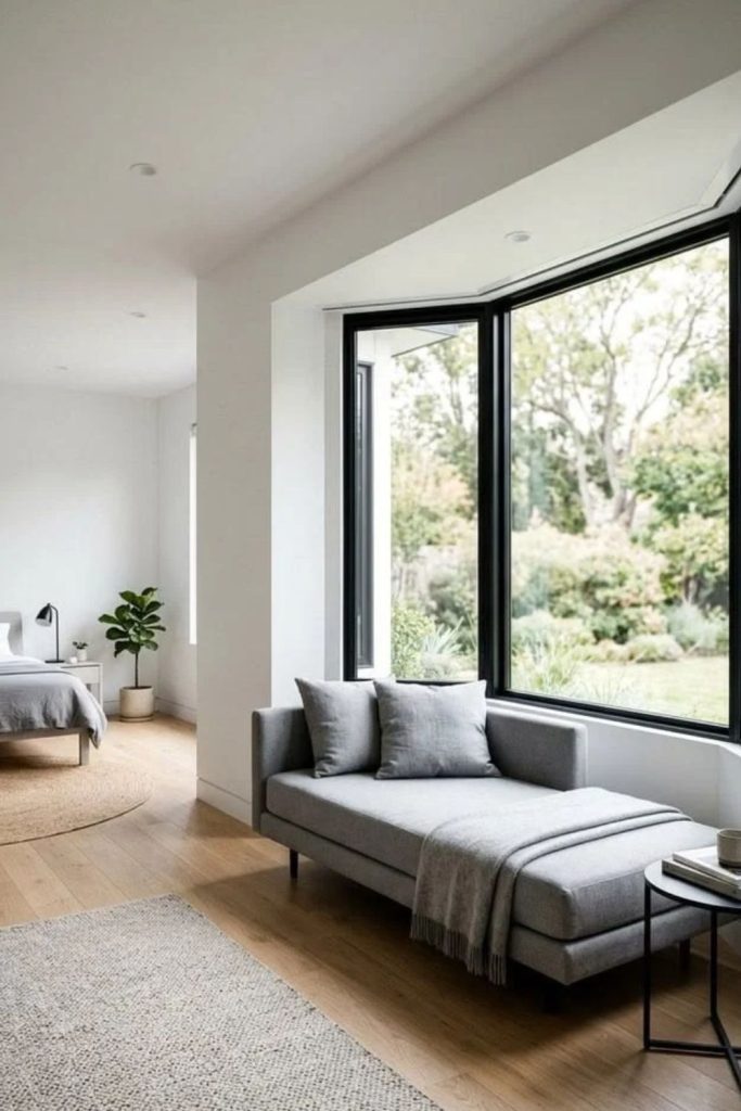 Modern glass bay window panorama.