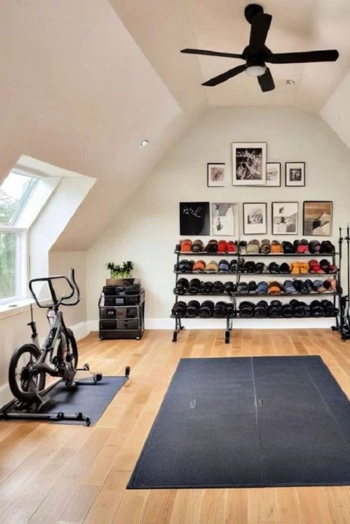 Modern loft home gym interior