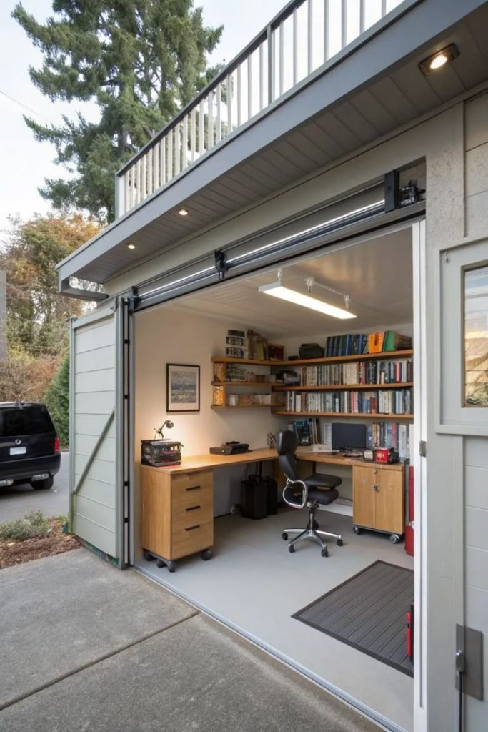 Modern home office garage conversion