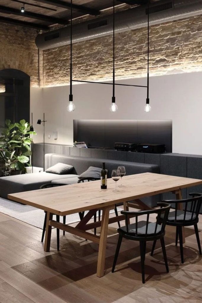Modern industrial exposed brick loft