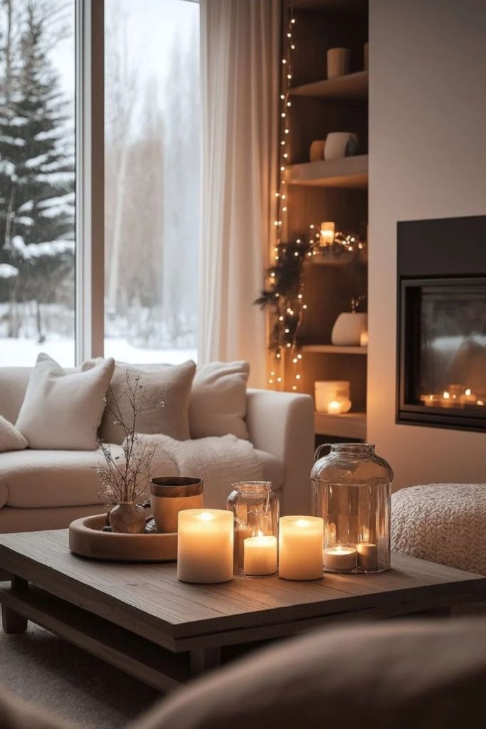 Modern Nordic living room with textures.