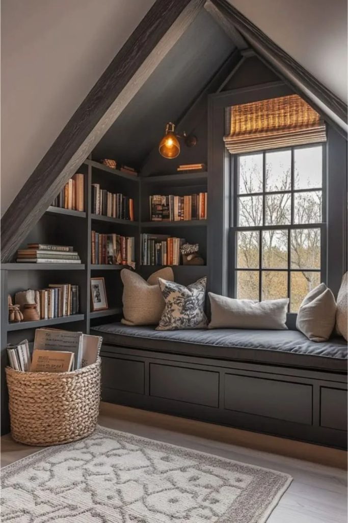Moody attic reading room retreat