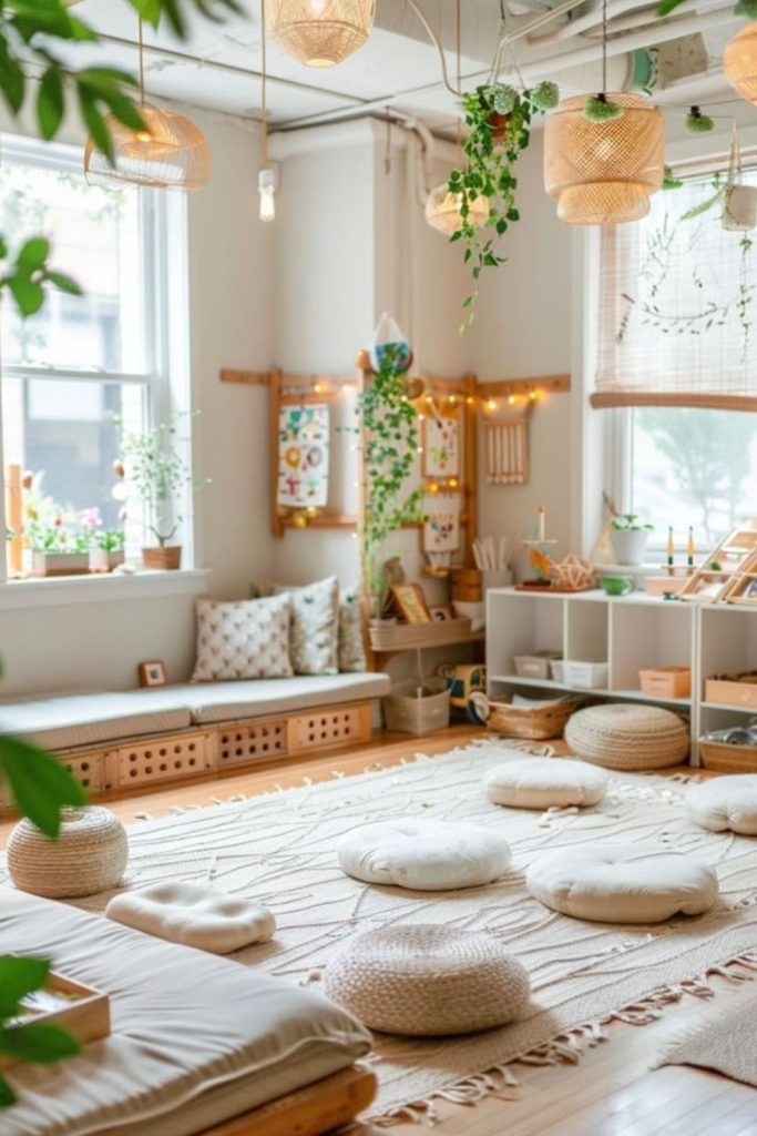 Nature-inspired children's discovery playroom.
