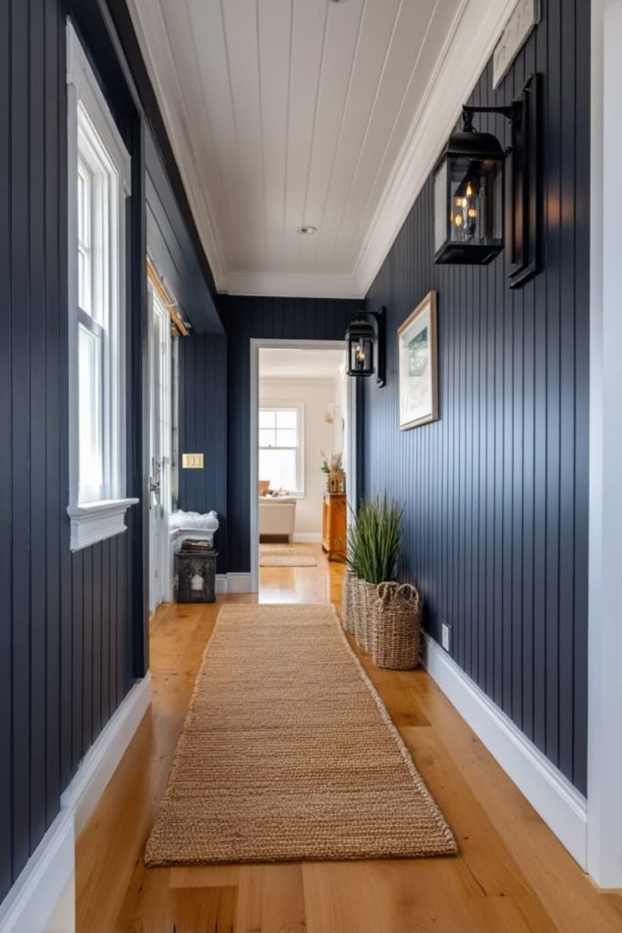 Navy nautical wainscoting wall panels