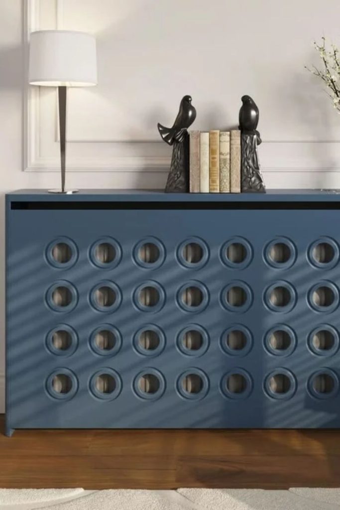 Navy blue statement radiator cover.