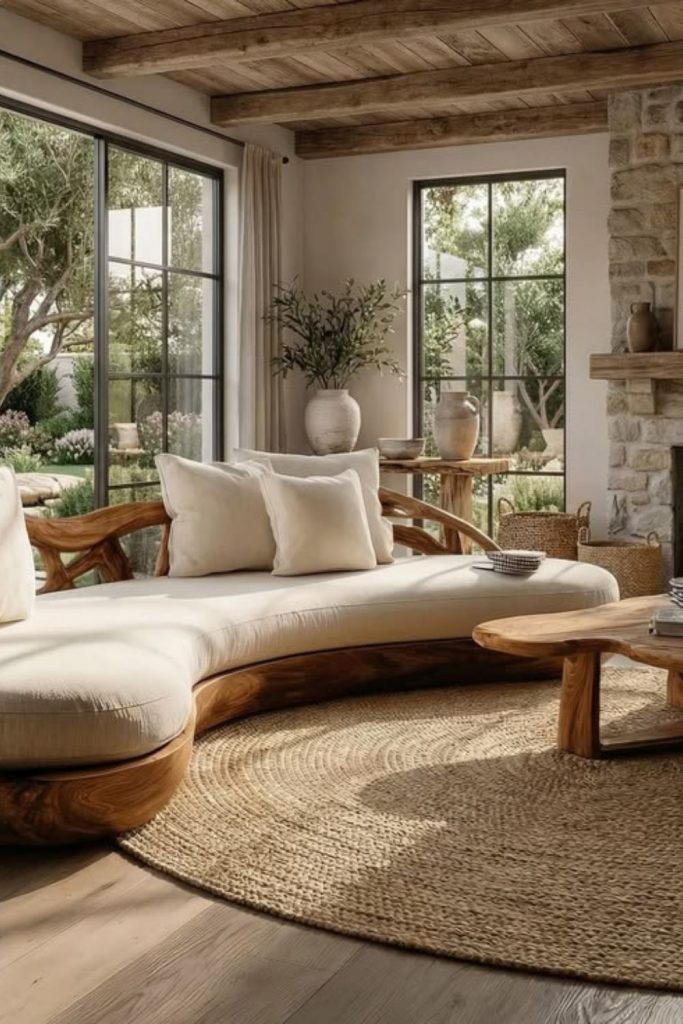 Organic modern curved sofa arrangement.