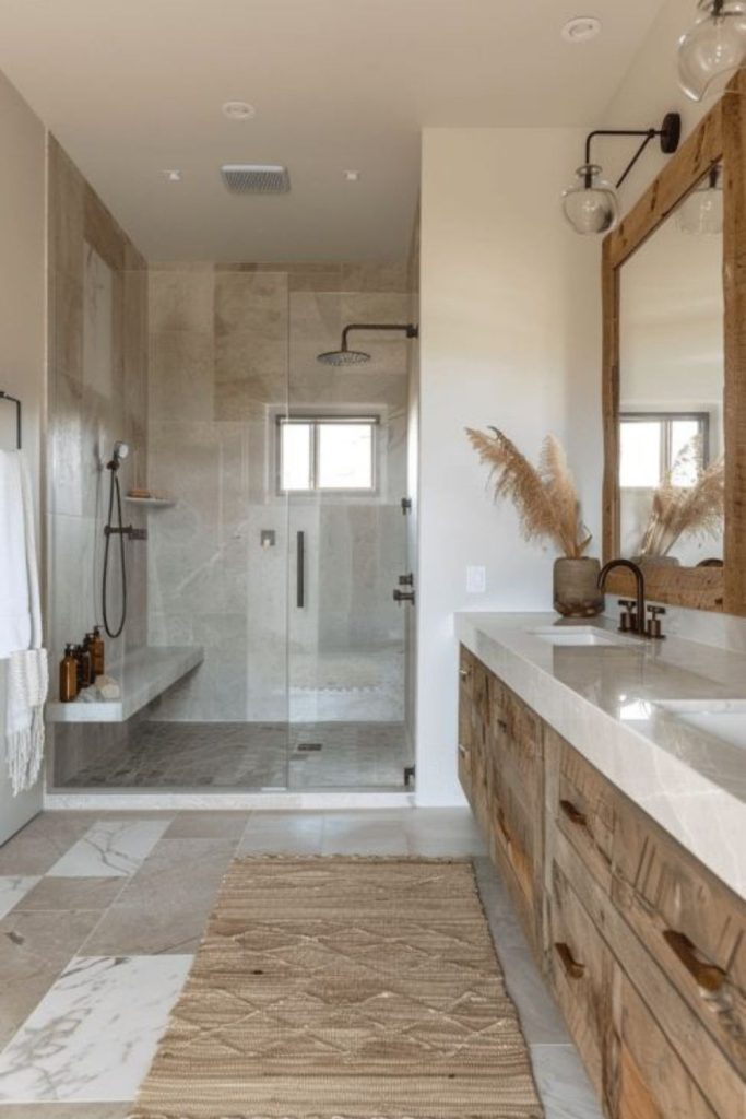 Organic modern natural ensuite bathroom.