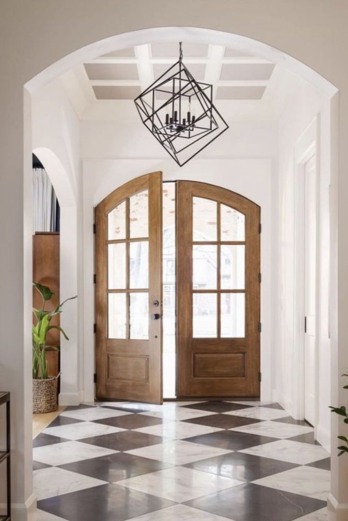 Oversized minimalist checkerboard floor design.