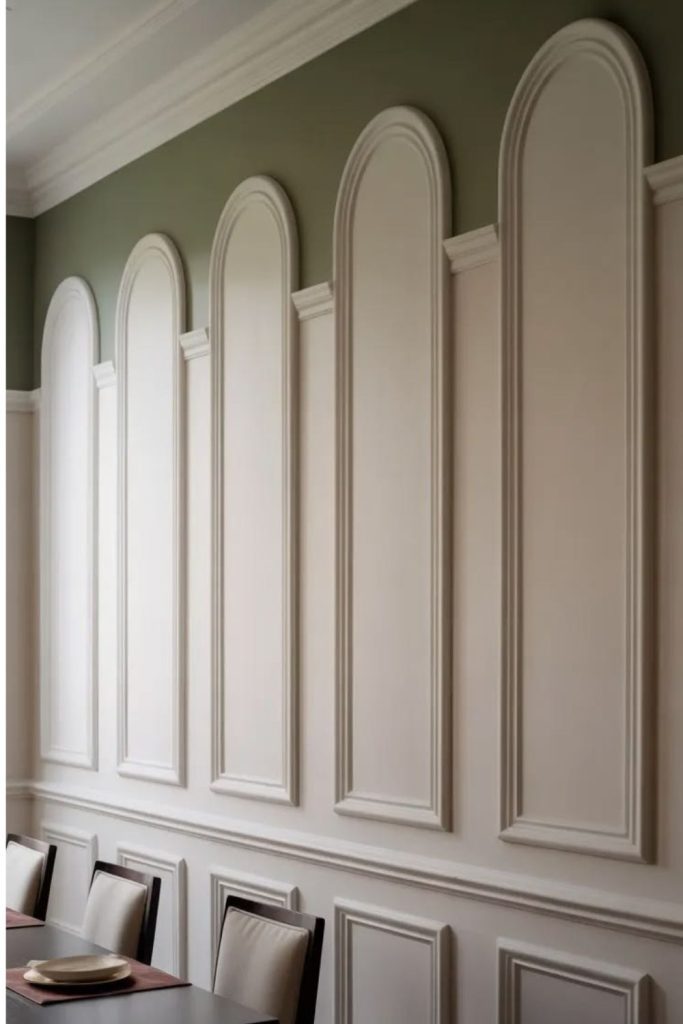 Painted arched decorative wall panels.