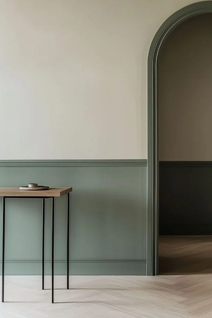 Painted panel dado rail walls.