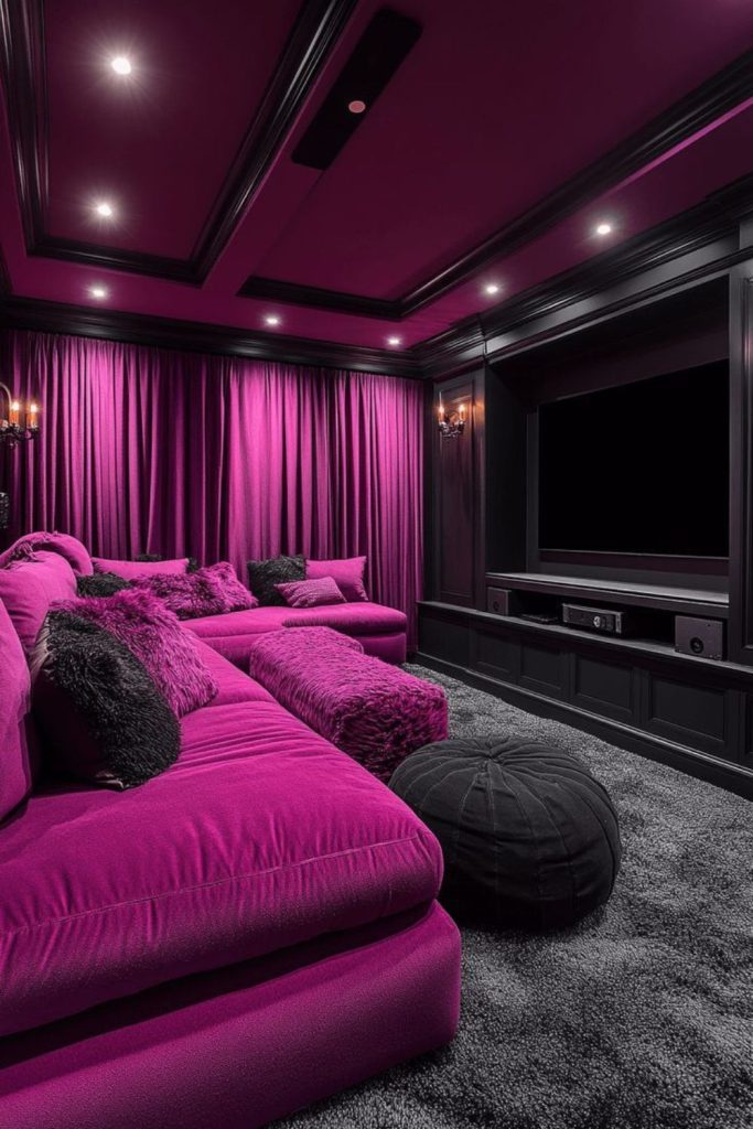 Chic pink glam home cinema.