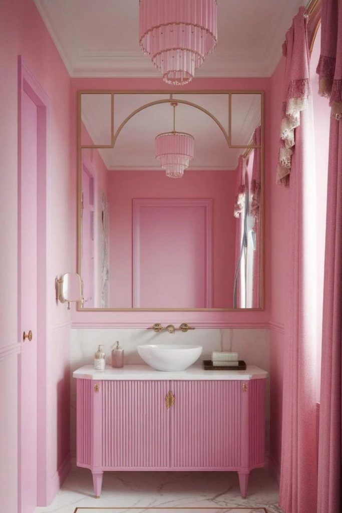 Blush pink decorative radiator cover.