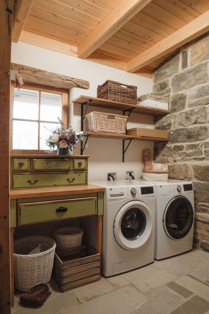 Rustic cottage utility room design.