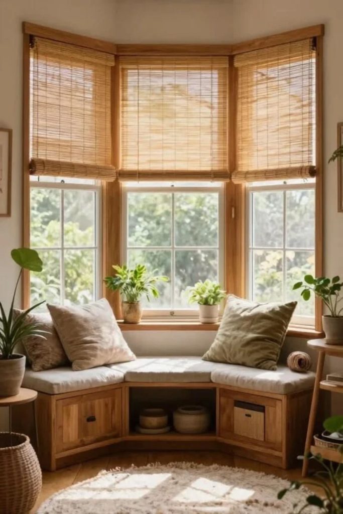 Rustic farmhouse bay window design.