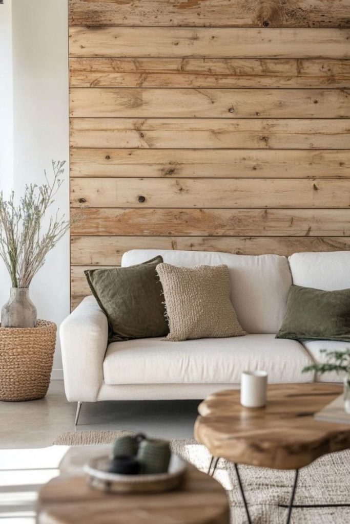 Rustic reclaimed shiplap wall with texture.