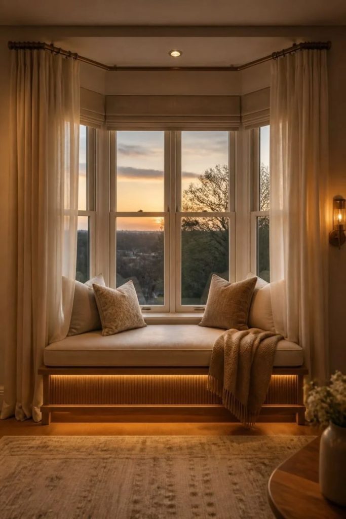 Scandinavian bay window light corner.