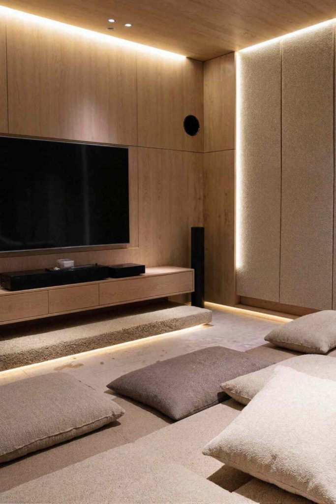 Bright Scandinavian-inspired home cinema.