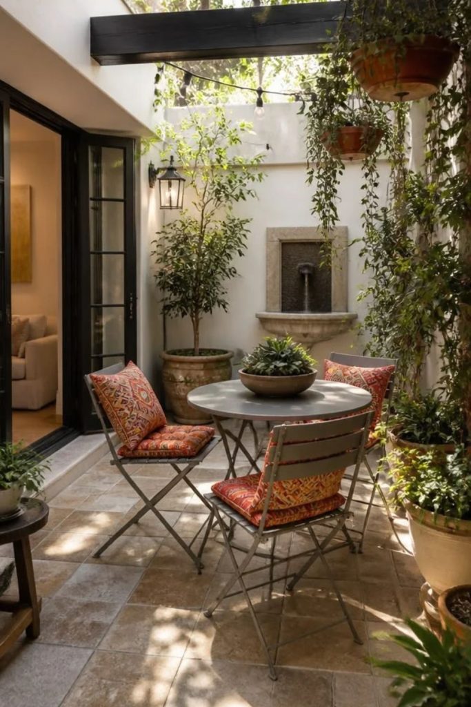 Small courtyard bistro with outdoor dining.