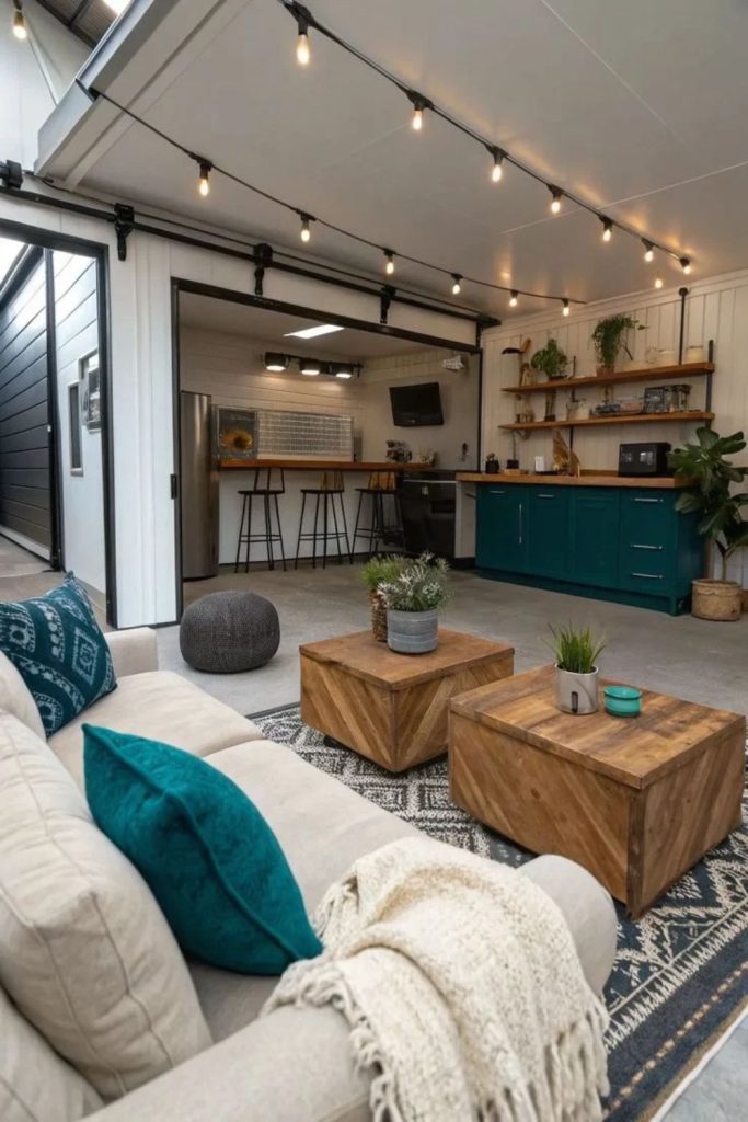 Sophisticated guest lounge garage conversion