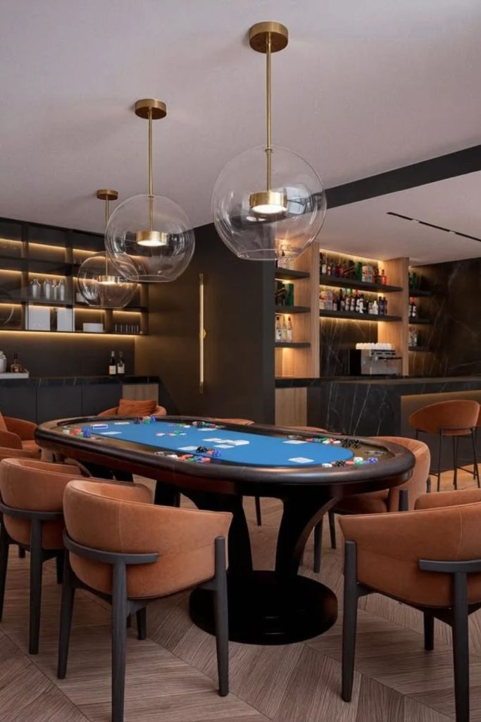 Sophisticated poker games room interior