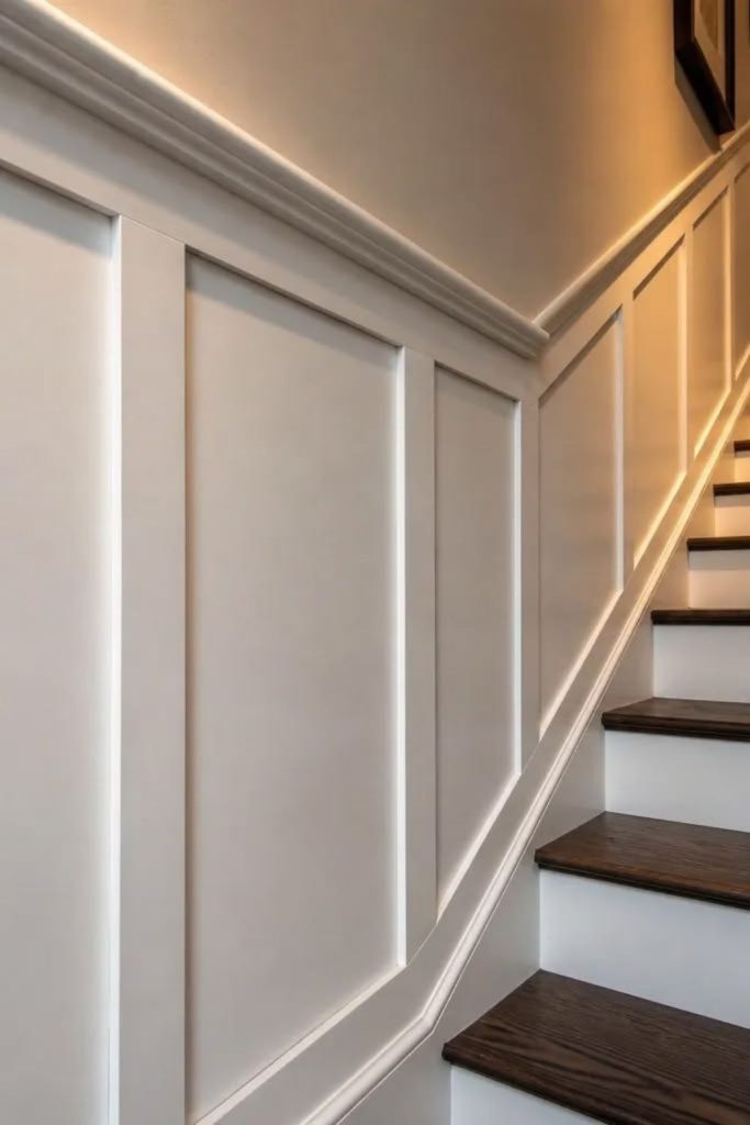 Staircase statement wainscoting panel design