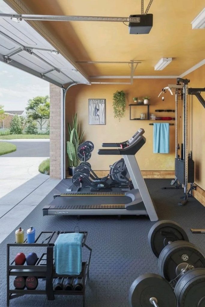 Stylish home gym garage conversion