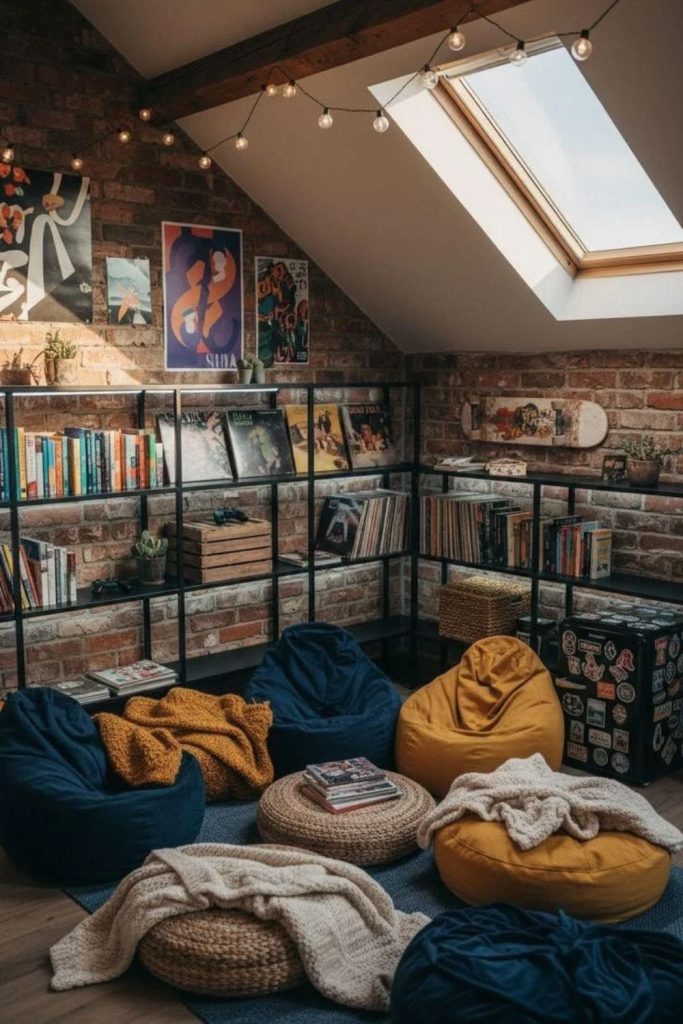 Stylish teen loft hangout room