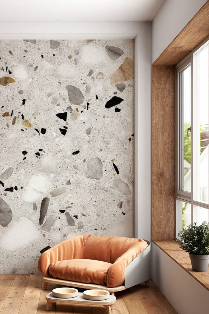 Terrazzo inspired decorative wall panels.