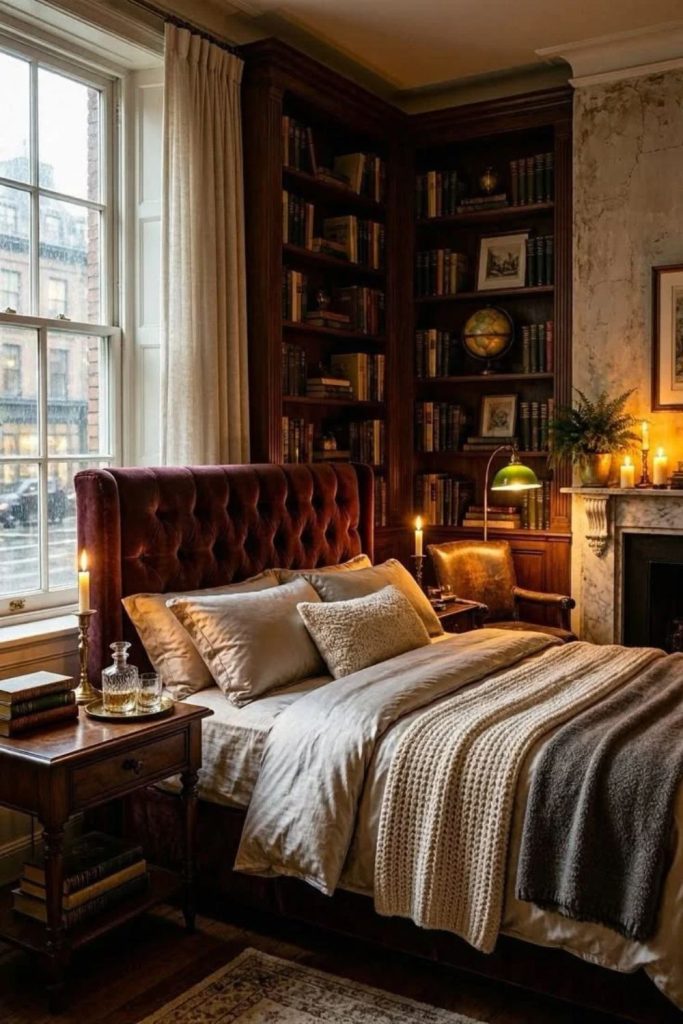 Candlelit Classics Bedroom with Vintage Furnishings